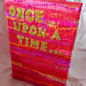 Cuaderno de notas, diario, bocetos, escritura e ideas con cubierta de arte textil, tapa extraíble, hecho a mano en el Reino Unido.