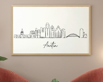Austin Skyline Line Art Print: Texas Cityscape (SVG, PDF, JPG Digital Download)