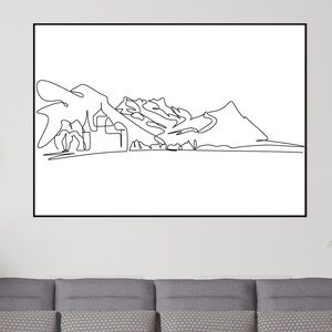 Minimalist Mountain Line art , Printable wall art, Digital Download, Landscape drawing poster, Nature home decor, Scenery Print
