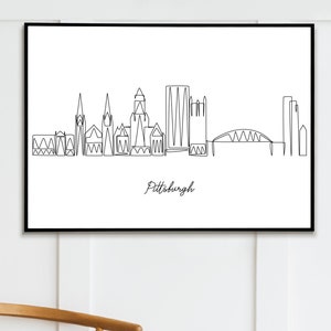 Ligne d&#39;horizon de Pittsburgh pour mur Décoration d&#39;intérieur. Téléchargement numérique imprimable SVG JPG PDF