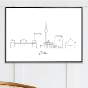 BERLIN GERMANY skyline Drawing. Cityscape Wall Art Simple Line Drawing, Line Art Print, SVG Editable Printable Digital Download