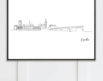 London Skyline Continues One Line drawing