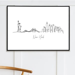 New York City Skyline Continuous Line drawing