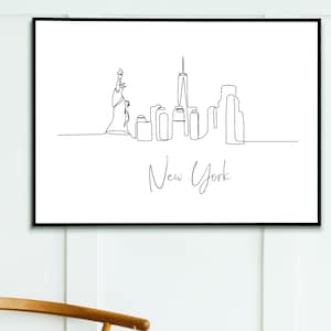 Impression d&#39;art ligne Skyline de New York : décoration murale minimaliste (SVG, PDF)