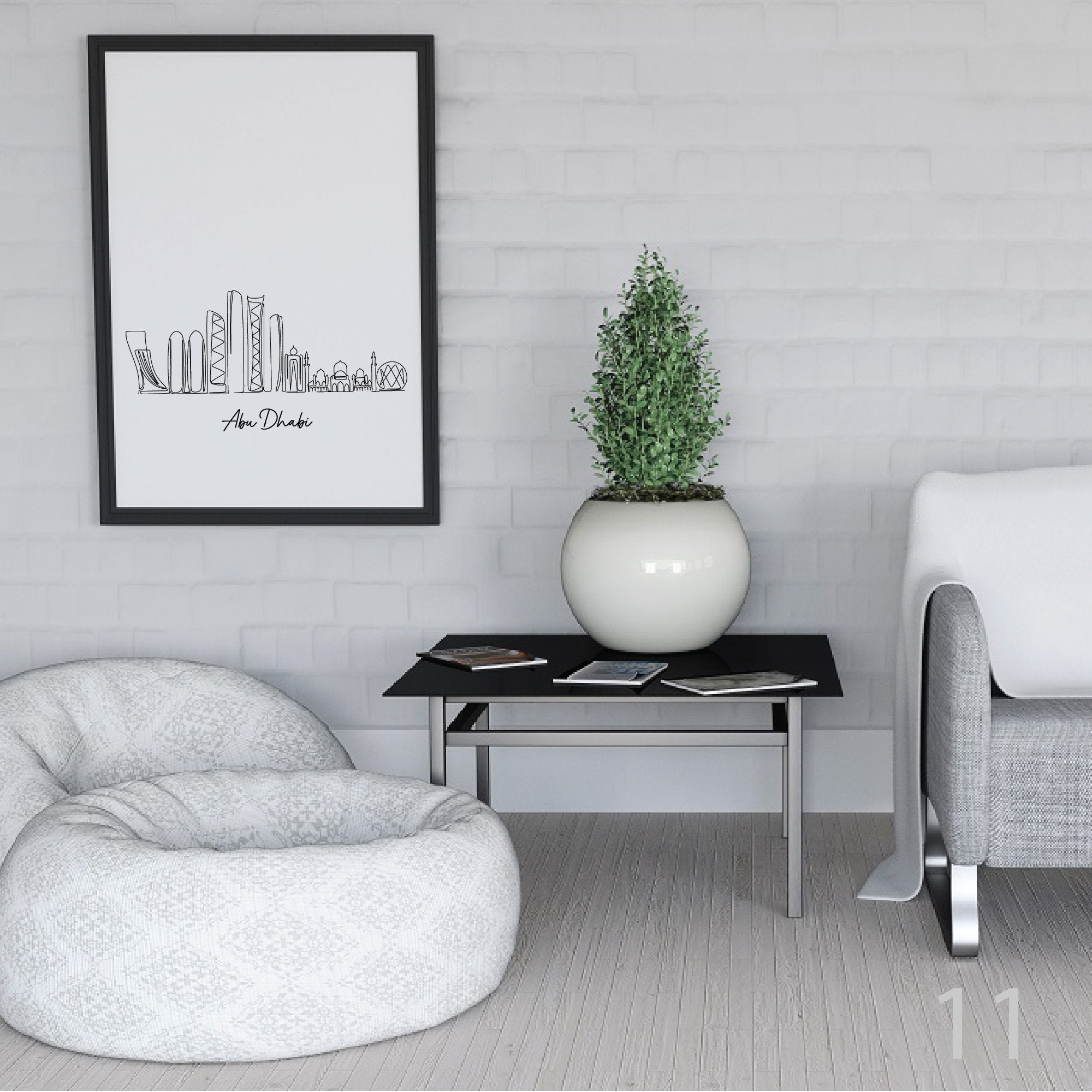 Abu Dhabi Line Drawing, Cityscape Wall Art, Skyline Drawing Art for ...