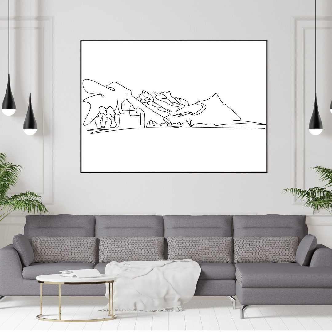 Minimalist Mountain Line Art Print: Nature Home Decor (digital Download ...