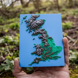 Carte topographique en relief de la Grande-Bretagne imprimée en 3D - PLA petite couleur
