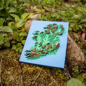 Carte topographique du relief imprimée en 3D de l'Irlande - Petite