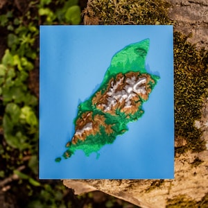 Isle of Man 3D Printed Topographical Relief Map - Small Colour PLA