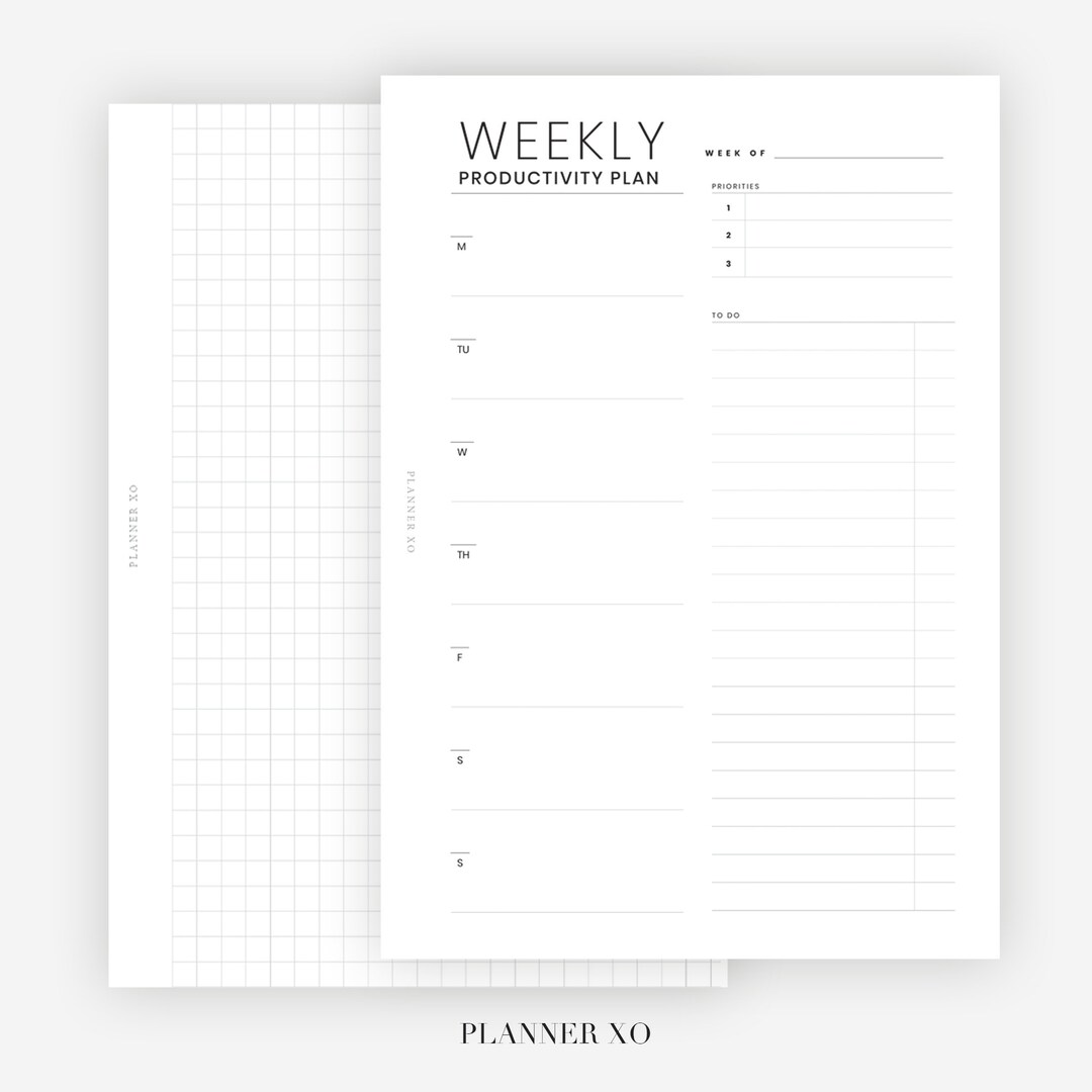 WO1P Week on One Page, Classic Weekly Overview - A5 Printable - Etsy