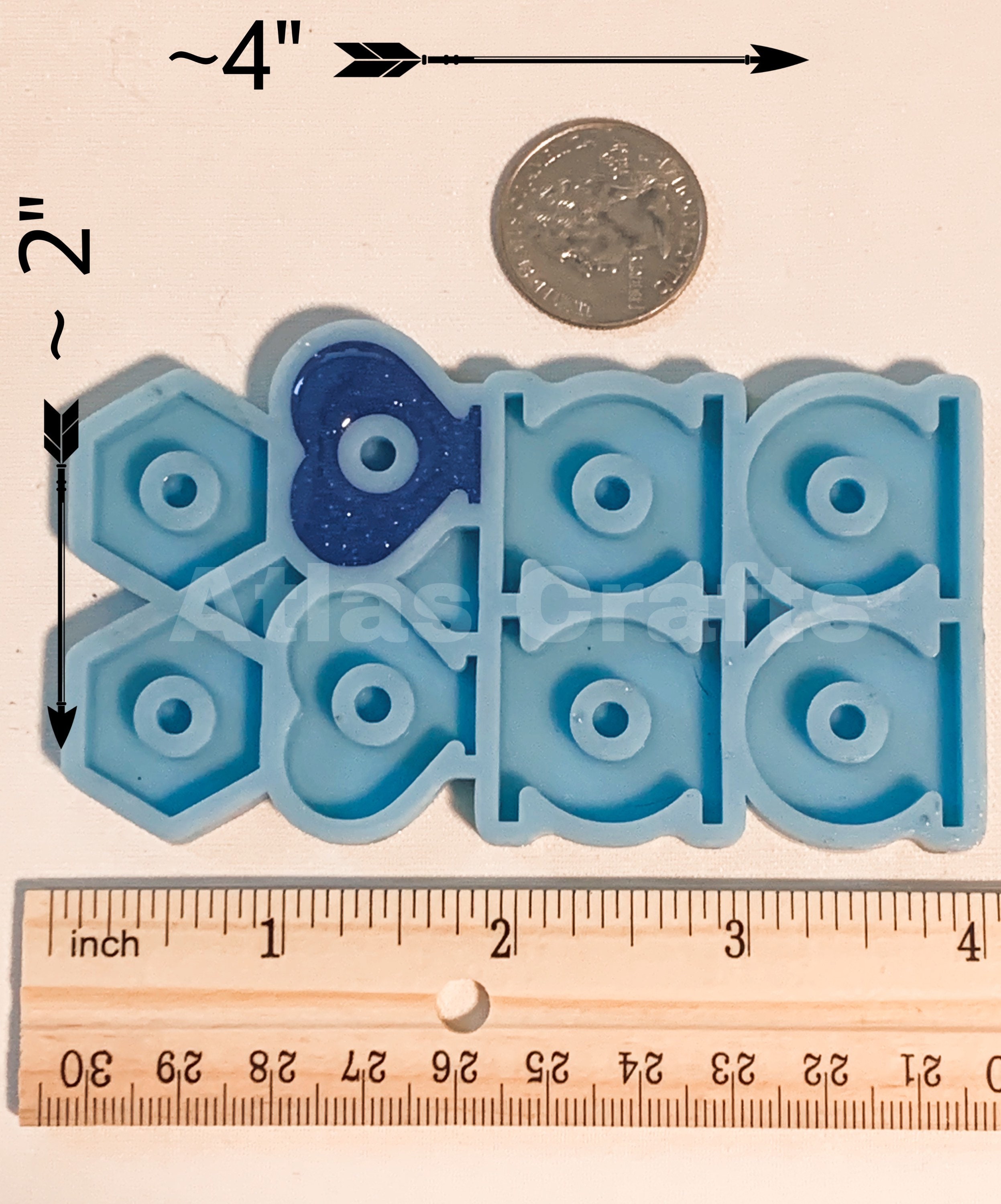 Straw Topper Attachment Mold 4 Designs Heart Hexagon Double Etsy