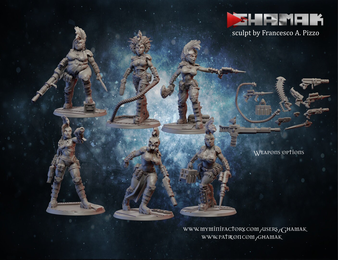 Female Gang 32mm Miniature Necromunda Warhammer by Ghamak | Etsy