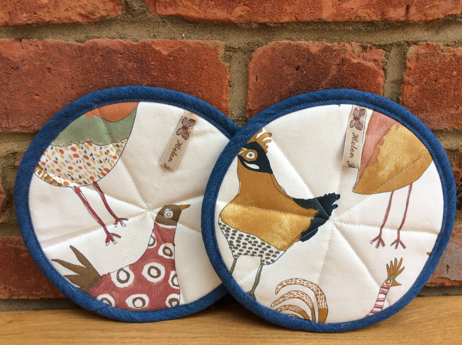 POT HOLDERS PAIR Heat Resistant Fabric Round Pot Holders Etsy