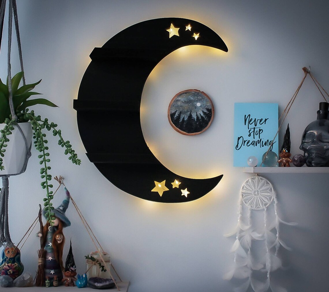 MOON SHELF light up moon shelf crystal shelf moon lamp Etsy