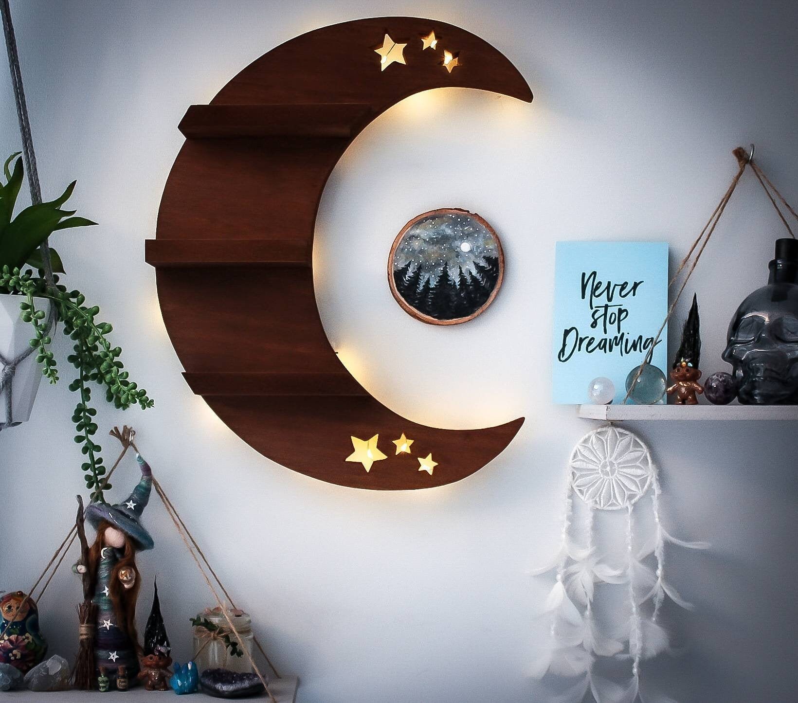MOON SHELF light up moon shelf crystal shelf moon lamp Etsy