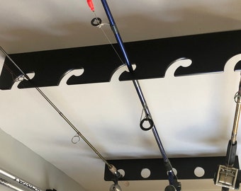 Fishing rod holder for garage door 