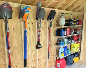 Max Shed Storage Kit  = SALE  Shed Storage, Yard Tool Rack, Garden Tool Storage, Shed Organization, Shed Shelf Brackets