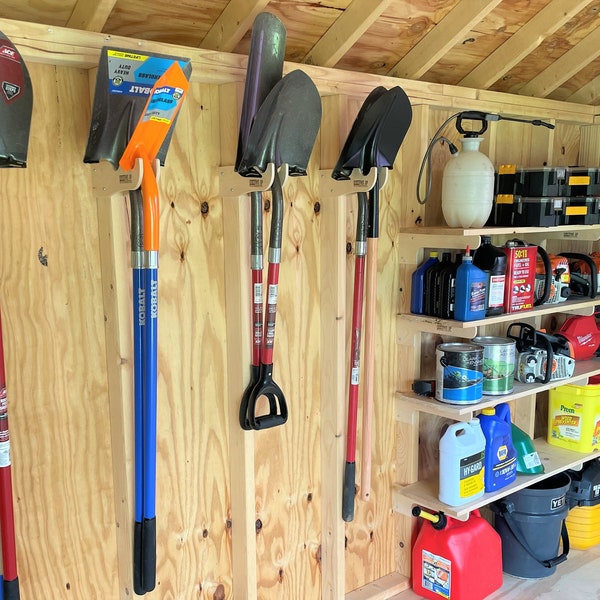 Max Shed Storage Kit  = SALE  Shed Storage, Yard Tool Rack, Garden Tool Storage, Shed Organization, Shed Shelf Brackets