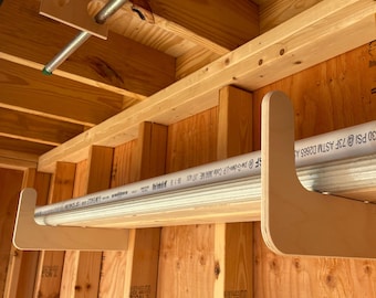 Storage Organizer Rack - Stud Mount,  Store extra pipe and wood