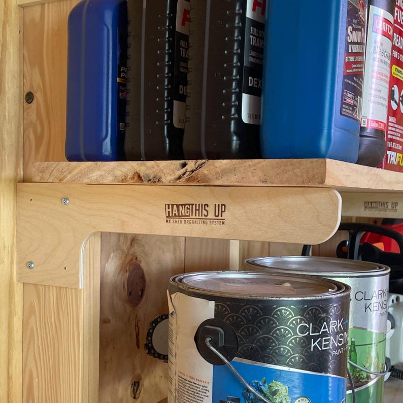 Stud Rack Shelf Complete Shed Organizer Kit - Stud Mount – Tool Racks & Hooks for Shed ...