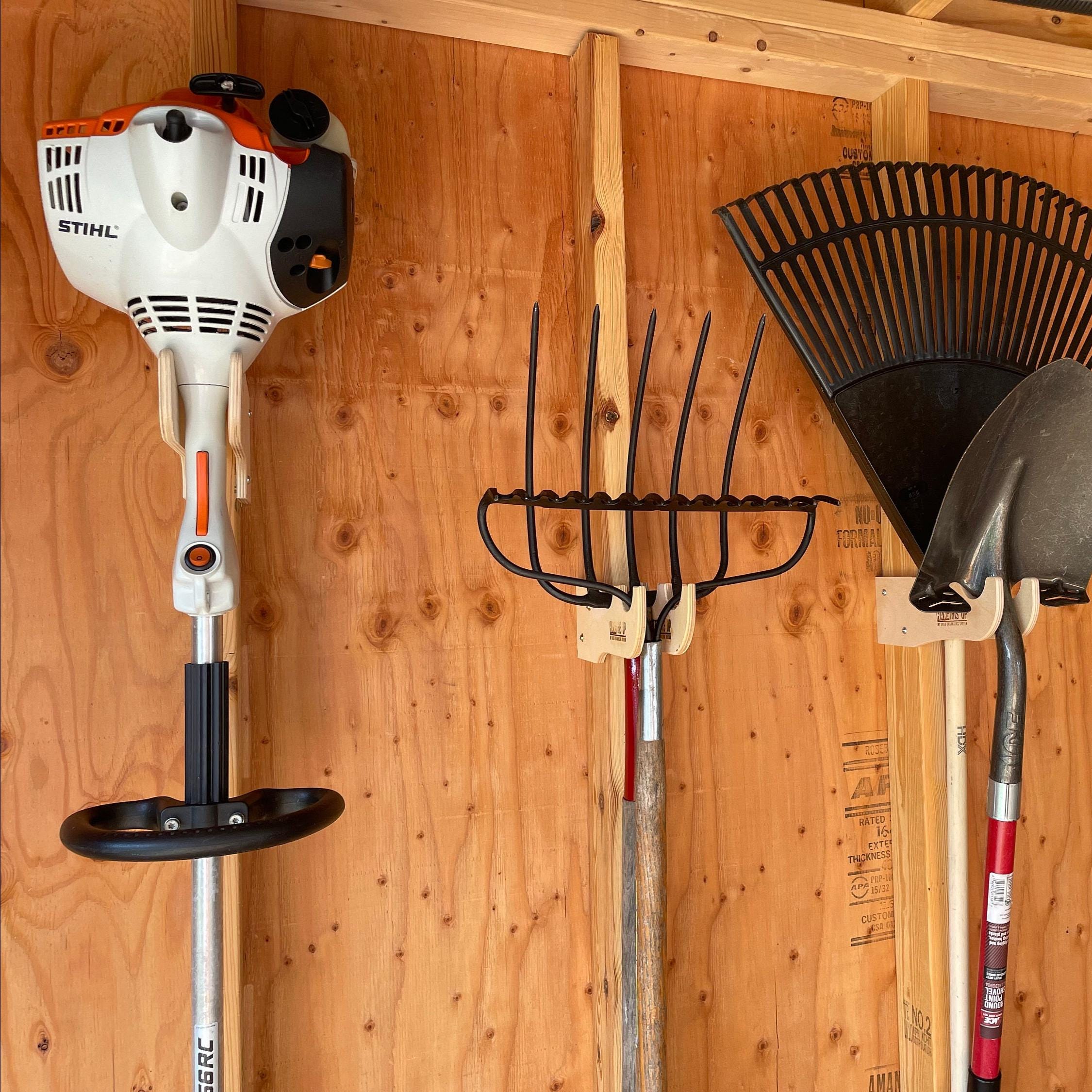 Weedeater Rack & Garden Tool Hanger – 2-Pack, 180LB Heavy-Duty Alloy Steel Wall Mount, For Stihl Tools, Trimmers & Shovels