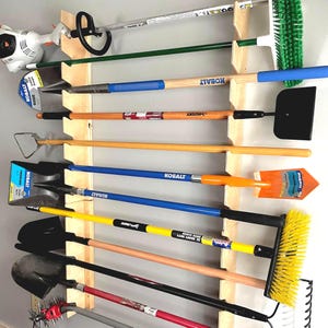 Garage Tool Rack – Wall-Mounted Organizer for Yard & Garden Tools, Landscaping Equipment Garage Storage