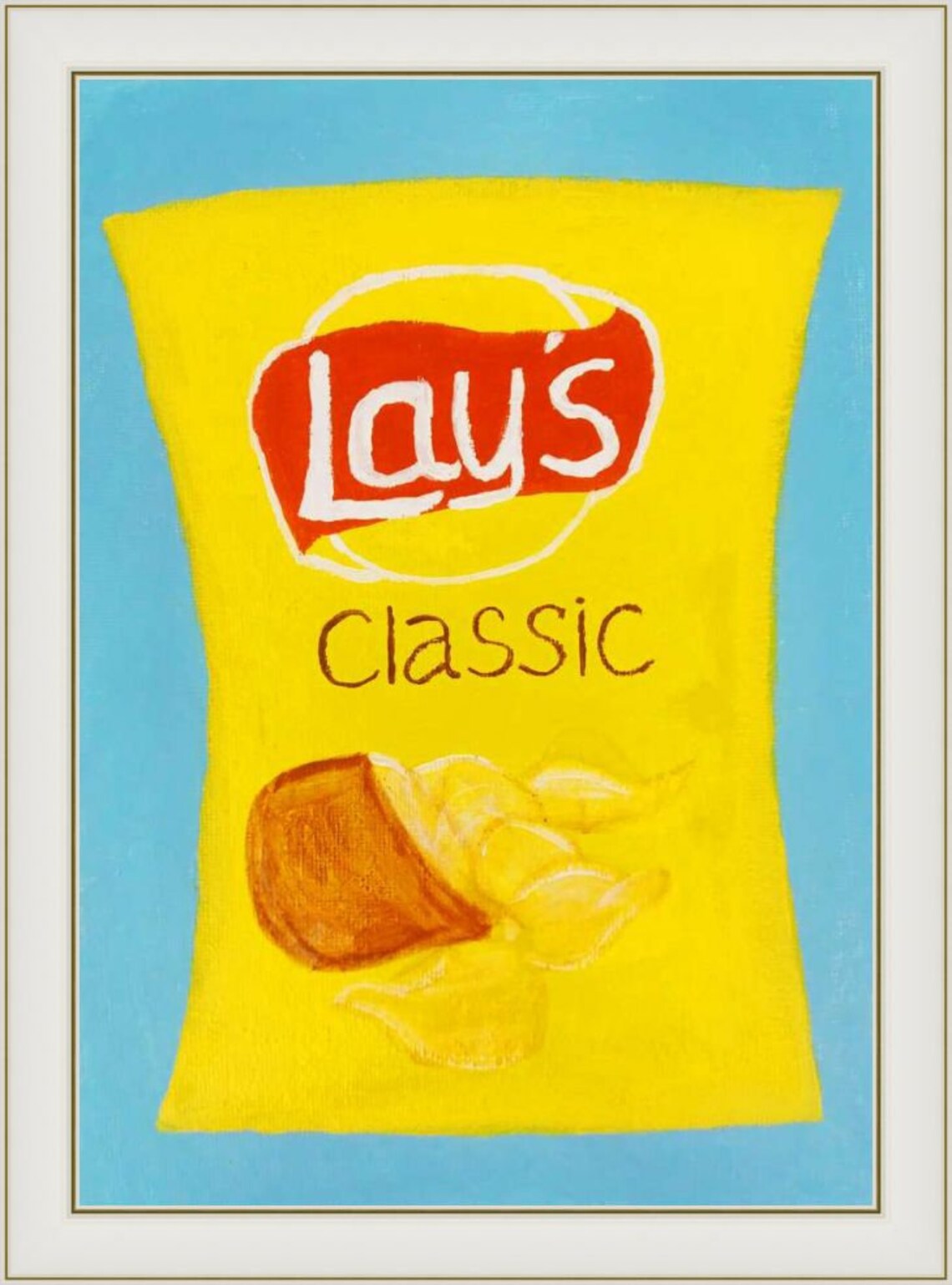 Chips Painting Food Original Art Canvas Wall Art Acrylic Etsy