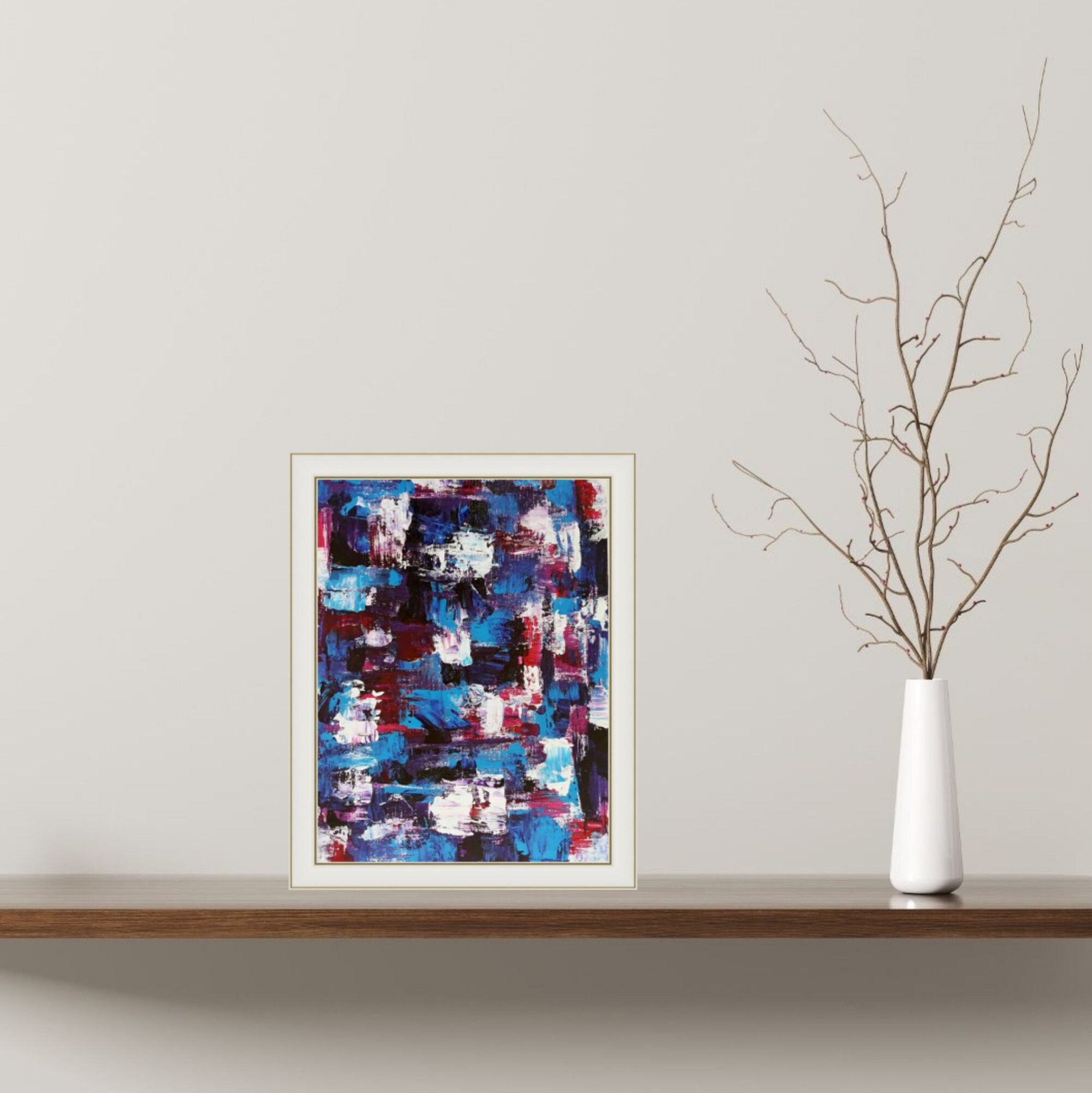 Blue Painting Abstract Original Art Canvas Wall Art Small | Etsy