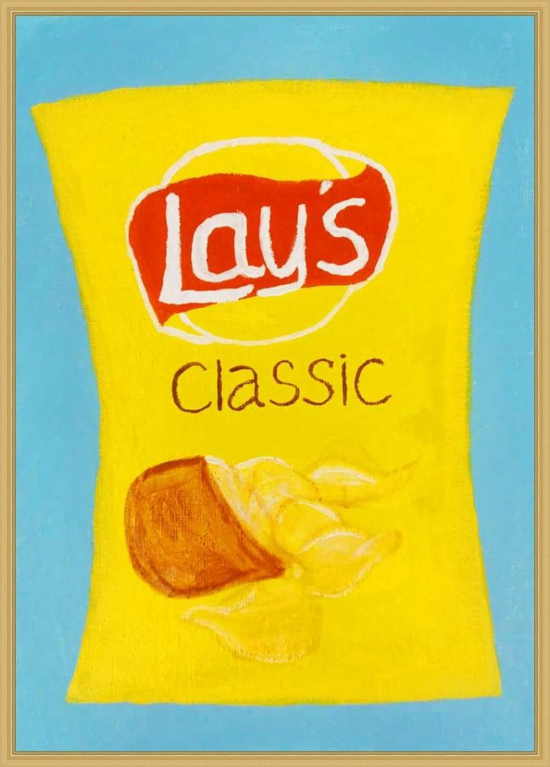 Chips Painting Food Original Art Canvas Wall Art Acrylic Etsy