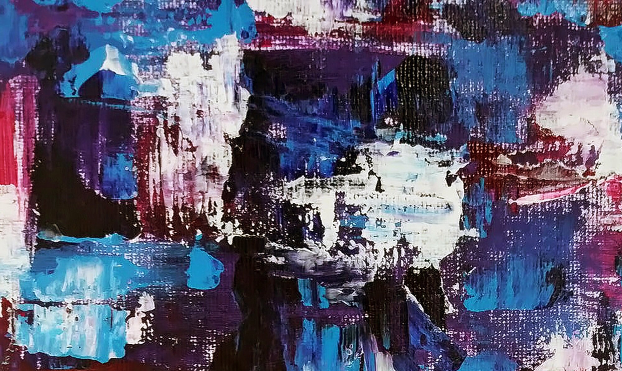 Blue Painting Abstract Original Art Canvas Wall Art Small | Etsy