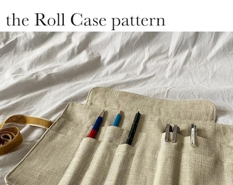 Modello di cucito per custodia arrotolabile: grande organizer per matita in tela, pennello e ferri da maglia (modello PDF) - Include modello GRATUITO bonus
