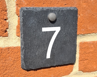 Personalised Rustic Natural Door Number Slate Sign - SMALL - 10 x 10cm