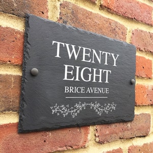 Rustic slate house sign farmhouse plaque door number 30 x 20cm