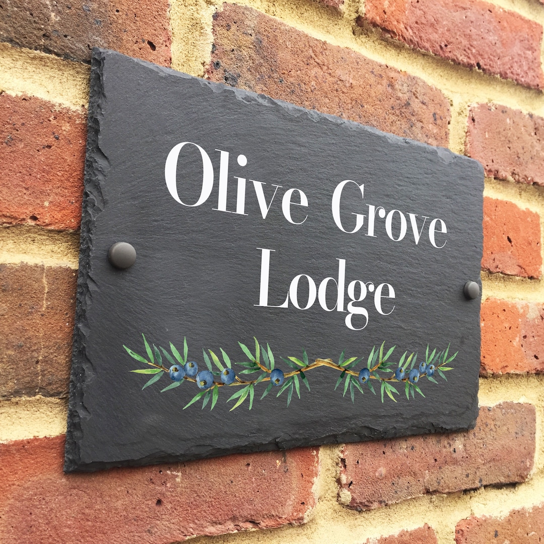 Rustic Olive Slate House Sign Farmhouse Plaque Door Number - Etsy