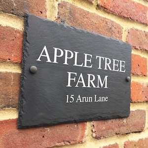 Rustic Slate House Sign Farmhouse Plaque Door Number