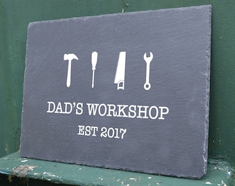 Rustic Workshop slate house sign farmhouse plaque door number 30 x 20cm