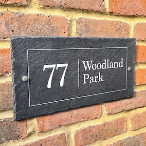 Rustic slate house sign farmhouse plaque door number 40 x 20cm