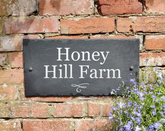 Rustic XL 50 x 25cm slate house sign farmhouse plaque door number