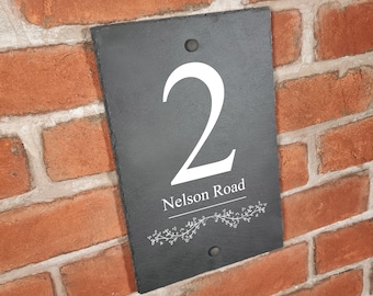 Rustic slate house sign farmhouse plaque door number