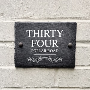 Rustic slate house sign farmhouse plaque door number 15 x 20cm