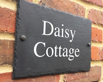 Rustic slate house sign farmhouse plaque door number