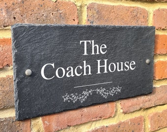 Rustic slate house sign farmhouse plaque door number 40 x 20cm