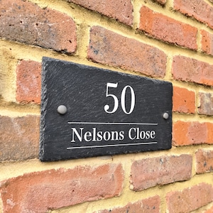 Rustic slate house sign farmhouse plaque door number 30 x 15 cm