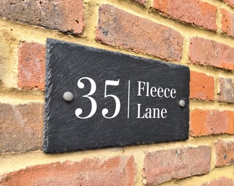 Rustic slate house sign farmhouse plaque door number 30 x 15cm