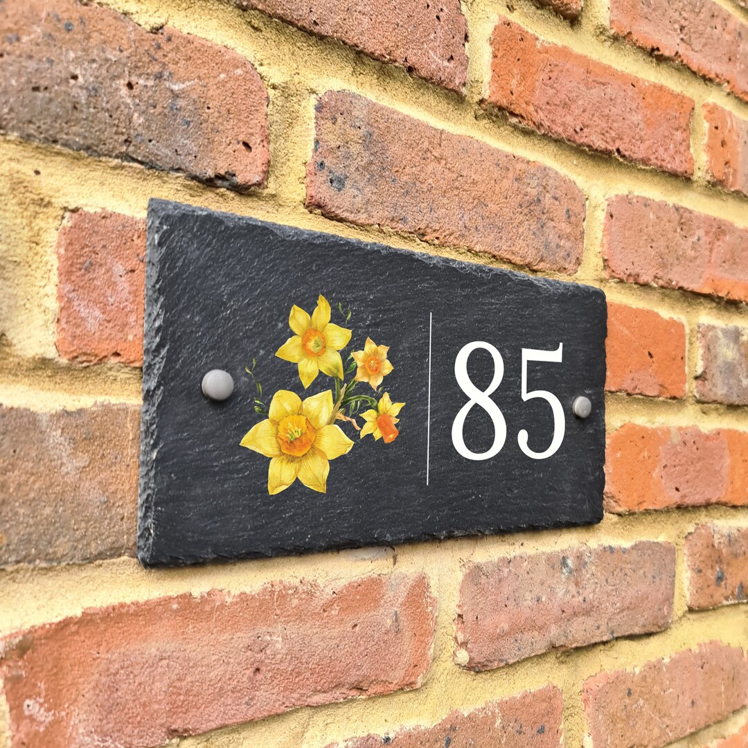 Rustic Floral Emblems UK and Ireland Slate House Sign Farmhouse Plaque ...