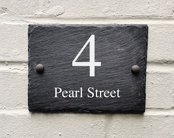 Rustic slate house sign farmhouse plaque door number 15 x 20cm