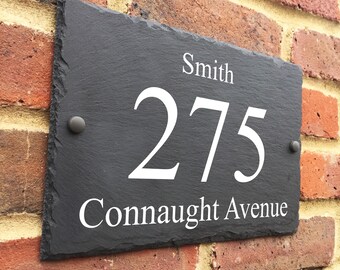 Rustic Slate House Sign with name farmhouse plaque door number