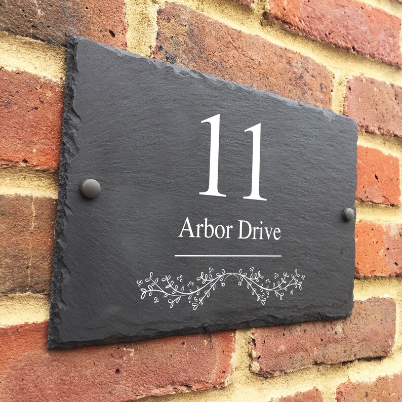 Rustic slate house sign farmhouse plaque door number