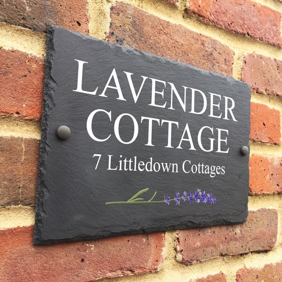 Rustic Lavender slate house sign farmhouse plaque door number