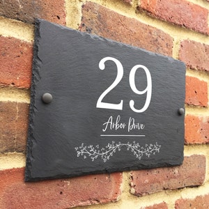 Rustic slate house sign farmhouse plaque door number